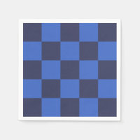 Modern Geometric Dark Blue Bold Checkers Napkins