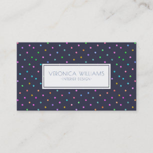 Modern Geometric Dark-Blue & Colourful Dots Patter Business Card
