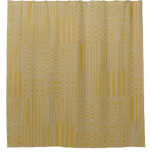 Modern Geometric Deep Yellow Light Grey Shower Curtain