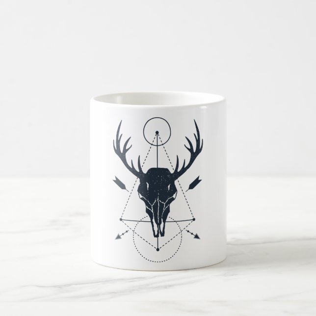 Modern Geometric Deer Skull Hunting Hunters Coffee Mug (Center)