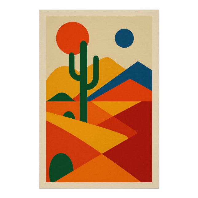 Modern Geometric Desert Landscape Poster (Front)
