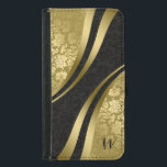 Modern Geometric Design Black & Gold Damasks Samsung Galaxy S5 Wallet Case<br><div class="desc">Elegant gold and black vintage floral damask geometric modern design. Customisable monogram.</div>