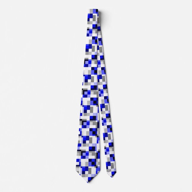 Modern Geometric Design Blue Black Abstract Square Tie (Front)