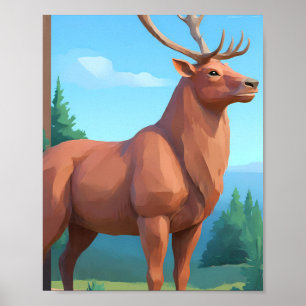 Modern Geometric Design: Low Poly Reindeer  Poster