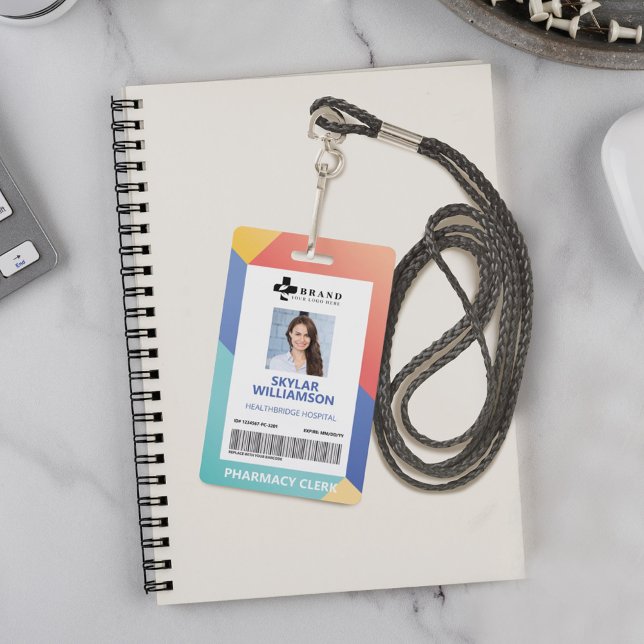 Modern Geometric Design Medical Photo ID & Logo ID Badge (Creator Uploaded)