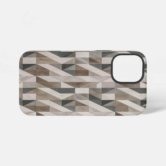 Modern Geometric Design - Neutral Beige & Grey iPhone Case (Back Horizontal)