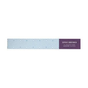 MODERN GEOMETRIC diamond pattern aubergine blue Wrap Around Label