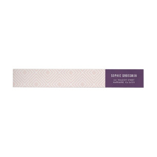 MODERN GEOMETRIC diamond pattern aubergine blush Wrap Around Label