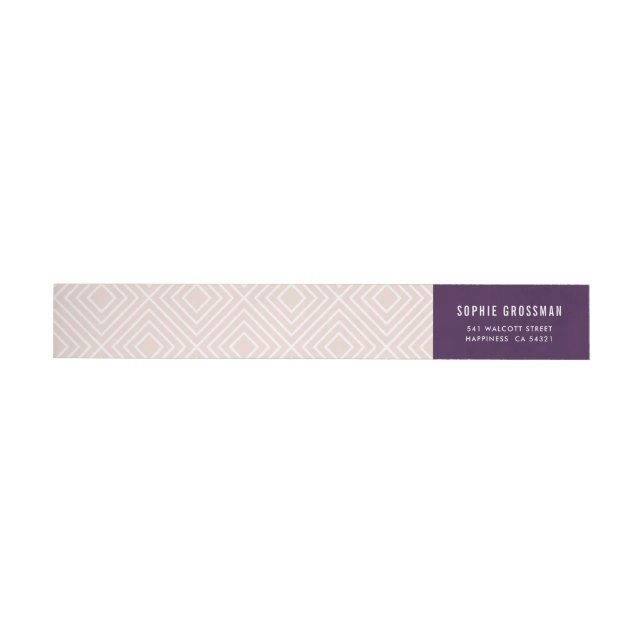 MODERN GEOMETRIC diamond pattern aubergine blush Wrap Around Label (Individual)