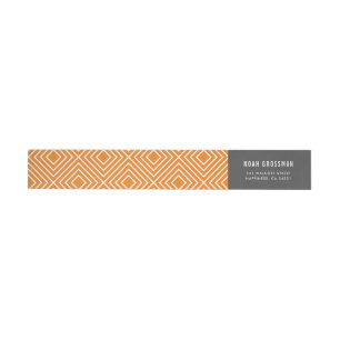 MODERN GEOMETRIC diamond pattern cool grey orange Wrap Around Label