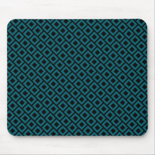 Modern Geometric Diamond Pattern in Deep Teal Mouse Mat