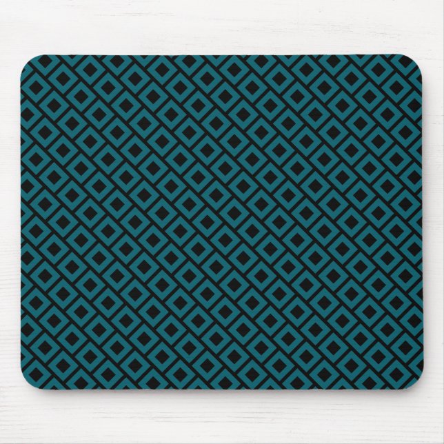 Modern Geometric Diamond Pattern in Deep Teal Mouse Mat (Front)