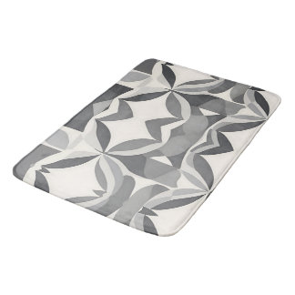 Modern Geometric Diamond Pattern in Grey and White Bath Mat
