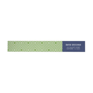 MODERN GEOMETRIC diamond pattern trendy navy green Wrap Around Label