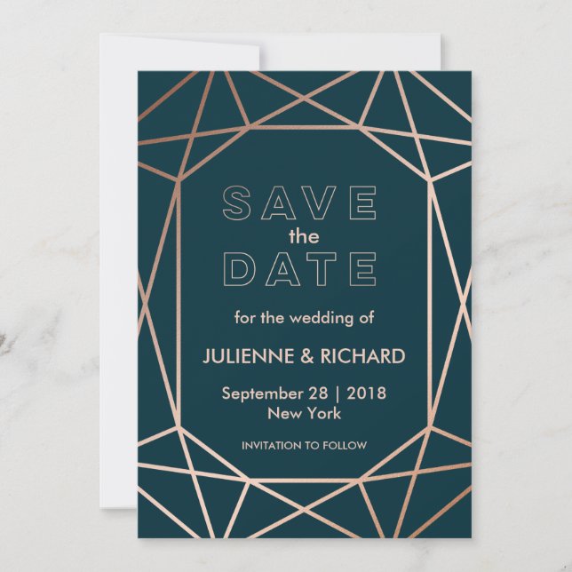 Modern Geometric Diamond Wedding Save the Date (Front)