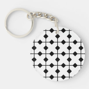 Modern Geometric, Diamonds - Black and White Key Ring