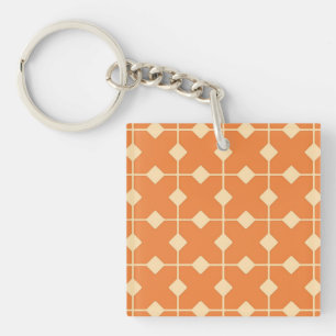 Modern Geometric, Diamonds - Mandarin orange Key Ring