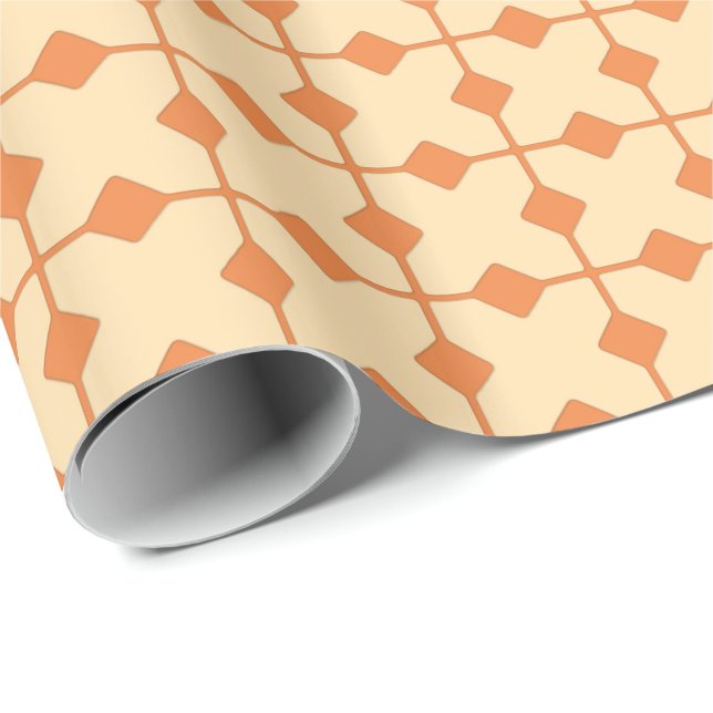 Modern Geometric, Diamonds - Mandarin orange Wrapping Paper (Roll Corner)