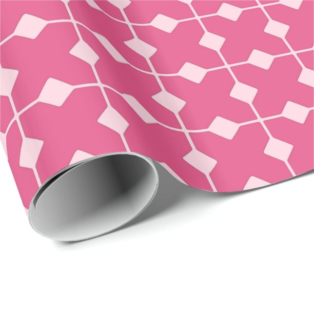 Modern Geometric, Diamonds - Strawberry pink Wrapping Paper (Roll Corner)