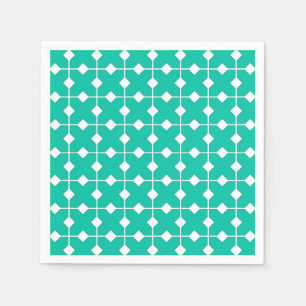 Modern Geometric, Diamonds - Turquoise and White Napkin