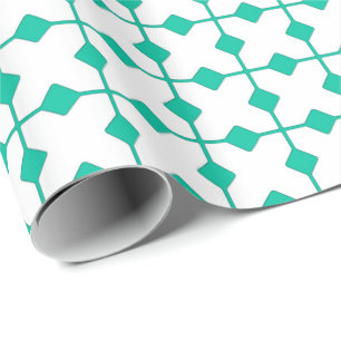Modern Geometric, Diamonds - Turquoise and white Wrapping Paper