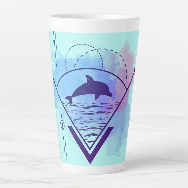Modern Geometric Dolphin   Latte Mug (Front)