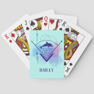Modern Geometric Dolphin Personalised Playing Cards