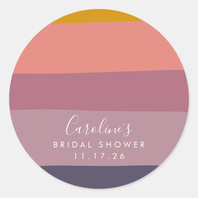 Modern Geometric Dusty Lilac Custom Bridal Shower Classic Round Sticker (Front)