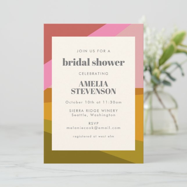 Modern Geometric Earthy Hues Bridal Brunch Shower Invitation (Standing Front)