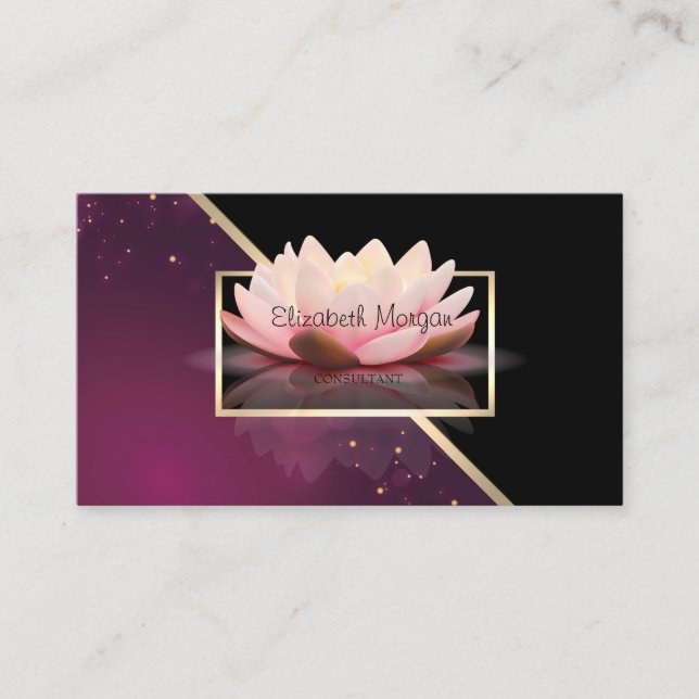 Modern Geometric, Elegant Lotus Business Card (Front)