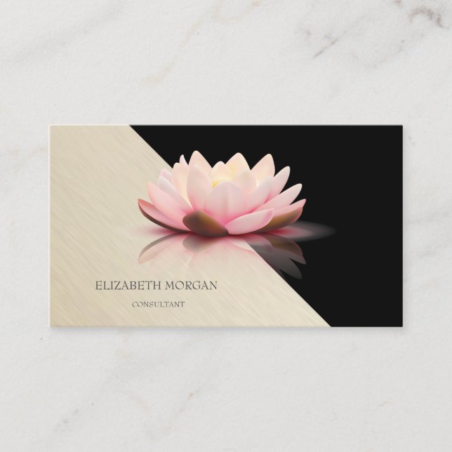 Modern Geometric, Elegant Stylish Lotus Business Card (Front)