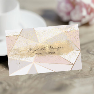 Modern Geometric Faux Gold Brush Stroke,Confetti Business Card