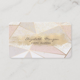Modern Geometric Faux Gold Brush Stroke,Confetti Business Card