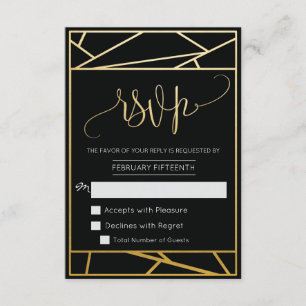 Modern Geometric Faux Gold RSVP Card