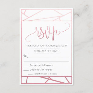 Modern Geometric Faux Rose Gold RSVP