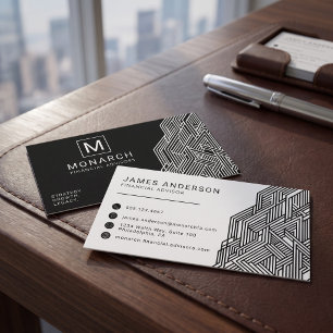 Modern Geometric Financial Advisor Business Card