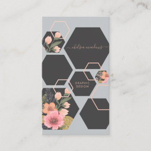 Modern Geometric Floral   Honey Comb Business Card