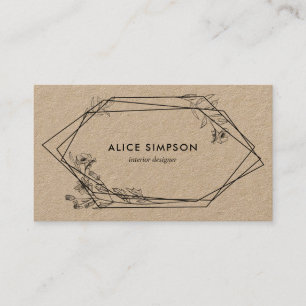 Modern Geometric Floral Kraft Business Card