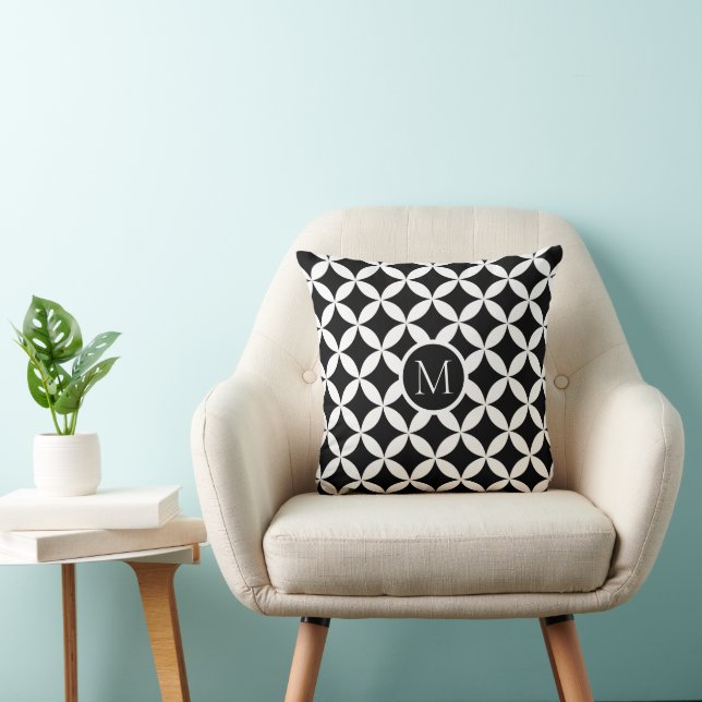 Modern Geometric Floral Monogram Cushion (Chair)