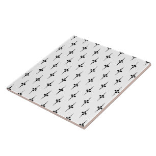 Modern Geometric Floral Pattern Black and White Tile