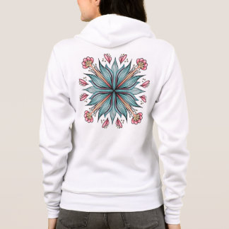 Modern Geometric Floral Typography - Blue Pink Hoodie