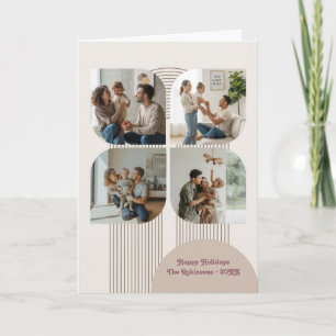 Modern Geometric Flower Bubble Arch Holiday Photo Card