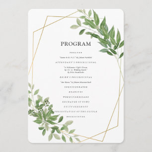 Modern Geometric Foliage Wedding Programme
