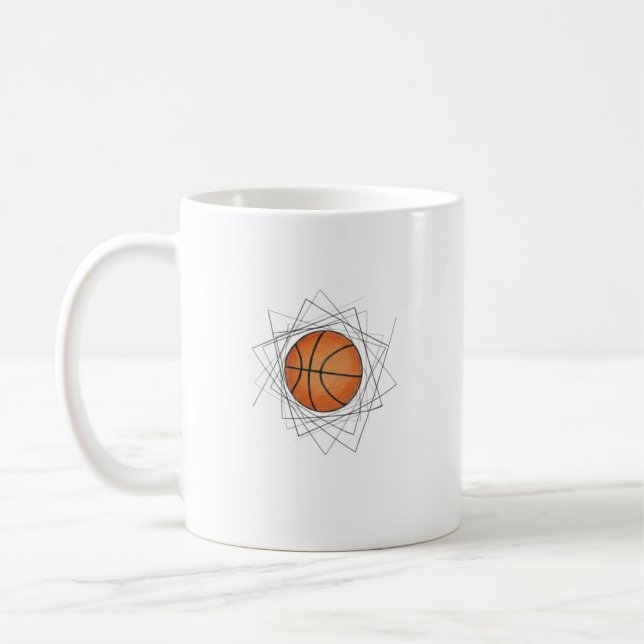 Modern Geometric Frame Basketball Art Mug (Left)