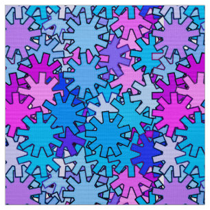 Modern Geometric Gears, Blue, Violet and Orchid Fabric
