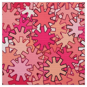 Modern Geometric Gears, Coral Pink and Peach Fabric