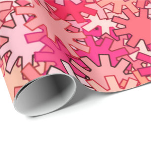 Modern Geometric Gears, Coral Pink and Peach Wrapping Paper