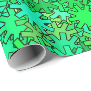 Modern Geometric Gears, Lime & Emerald Green Wrapping Paper