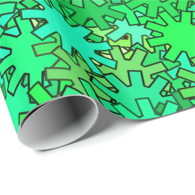 Modern Geometric Gears, Lime & Emerald Green Wrapping Paper (Roll Corner)