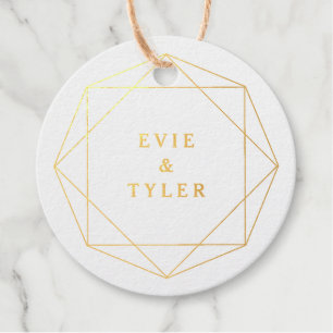 Modern geometric gem foil wedding favour tag